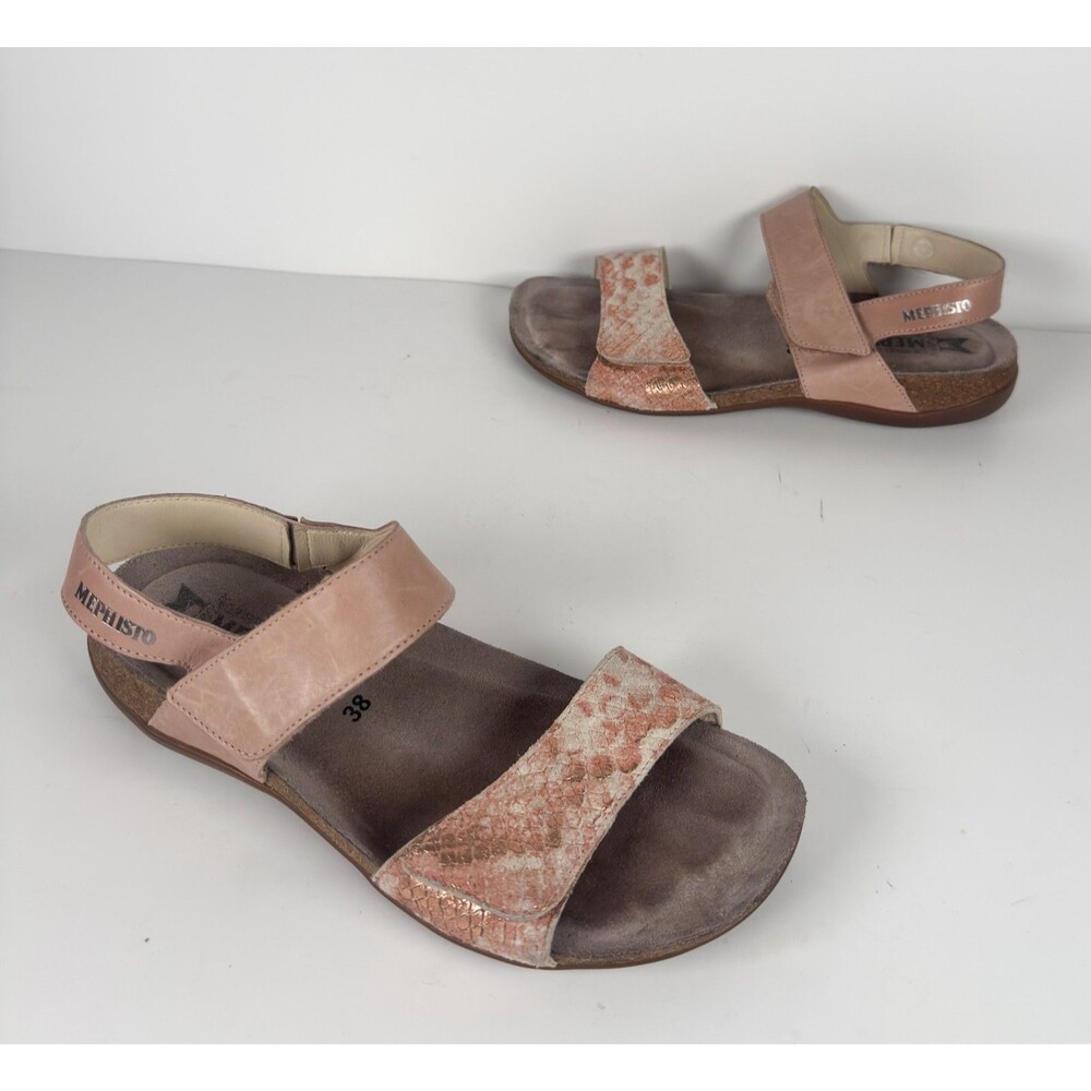 Mephisto Agave Snake Print Rose Gold Women's Sandals EU 38 US 7.5/8